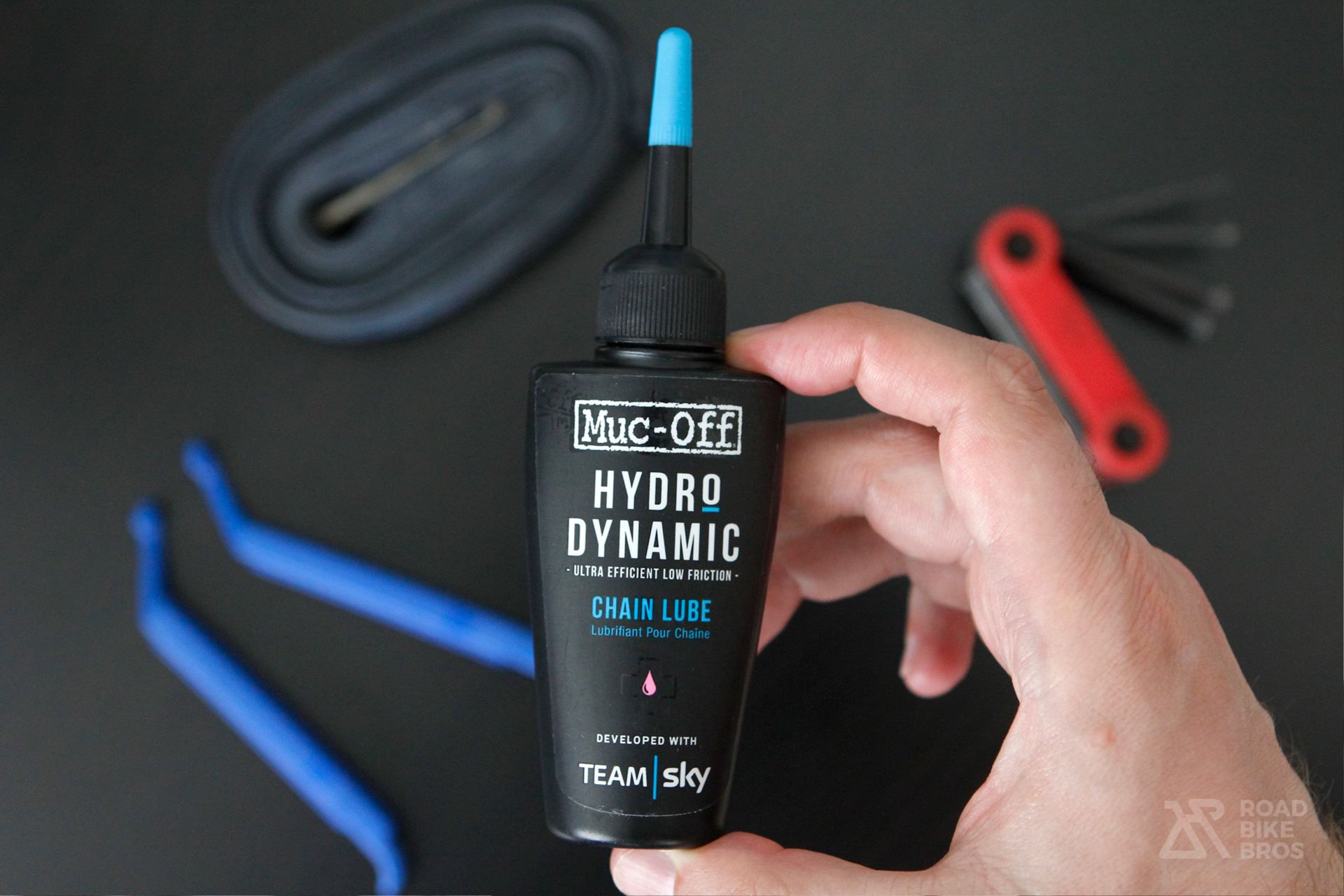 Muc-Off Team Sky Hydrodynamic Chain Lube Oil Review Package Design Tools
